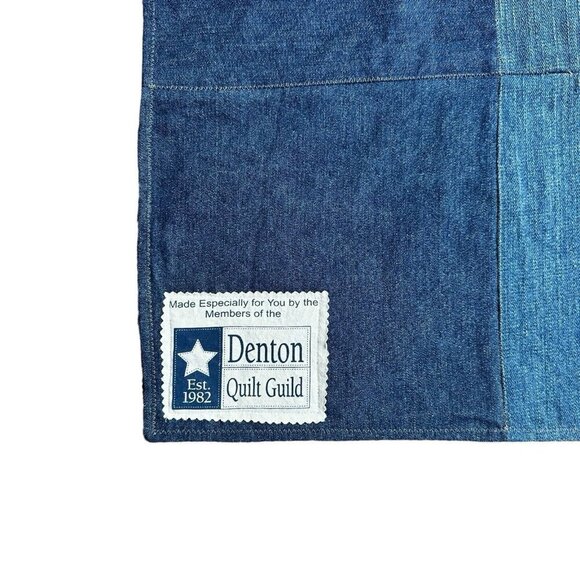 VTG Denton Texas Quilt Guild 26" x 36" Patchwork Diamond Denim Multicolor USA - Picture 3 of 10